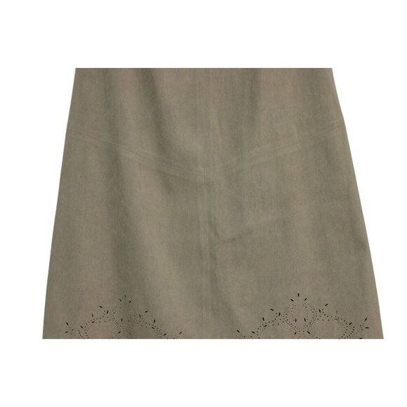 Talbots Maxi Skirt Size 10 Olive Green Perforated Boho Stretch A-Line Festival - Picture 3 of 14